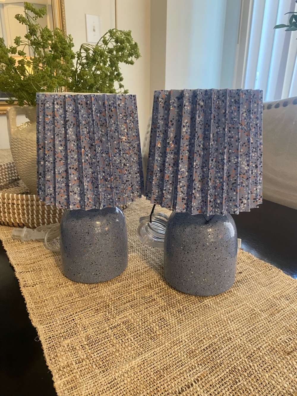 Room Essentials Blue Speckled Ceramic Accent Lamps - Pair